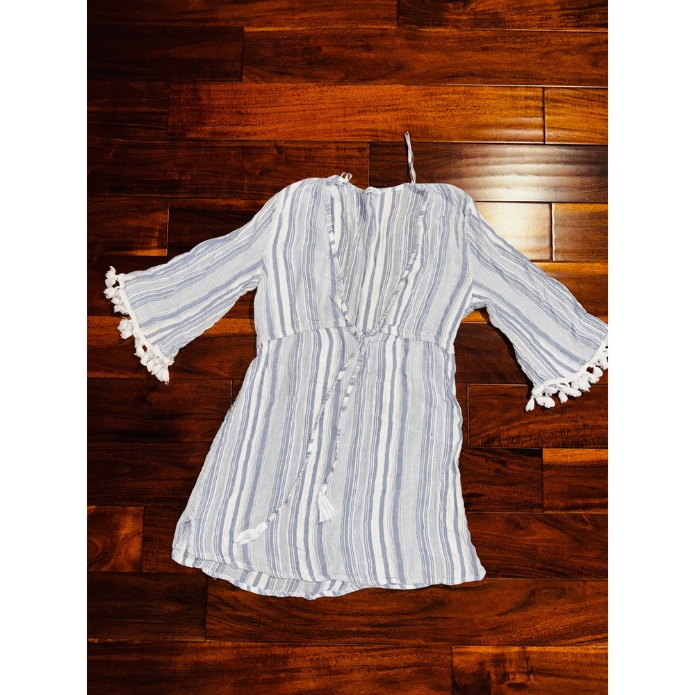 Blue Island Cover Up Bundle Women L Blue White Striped Navy Cotton Excellent 2pc